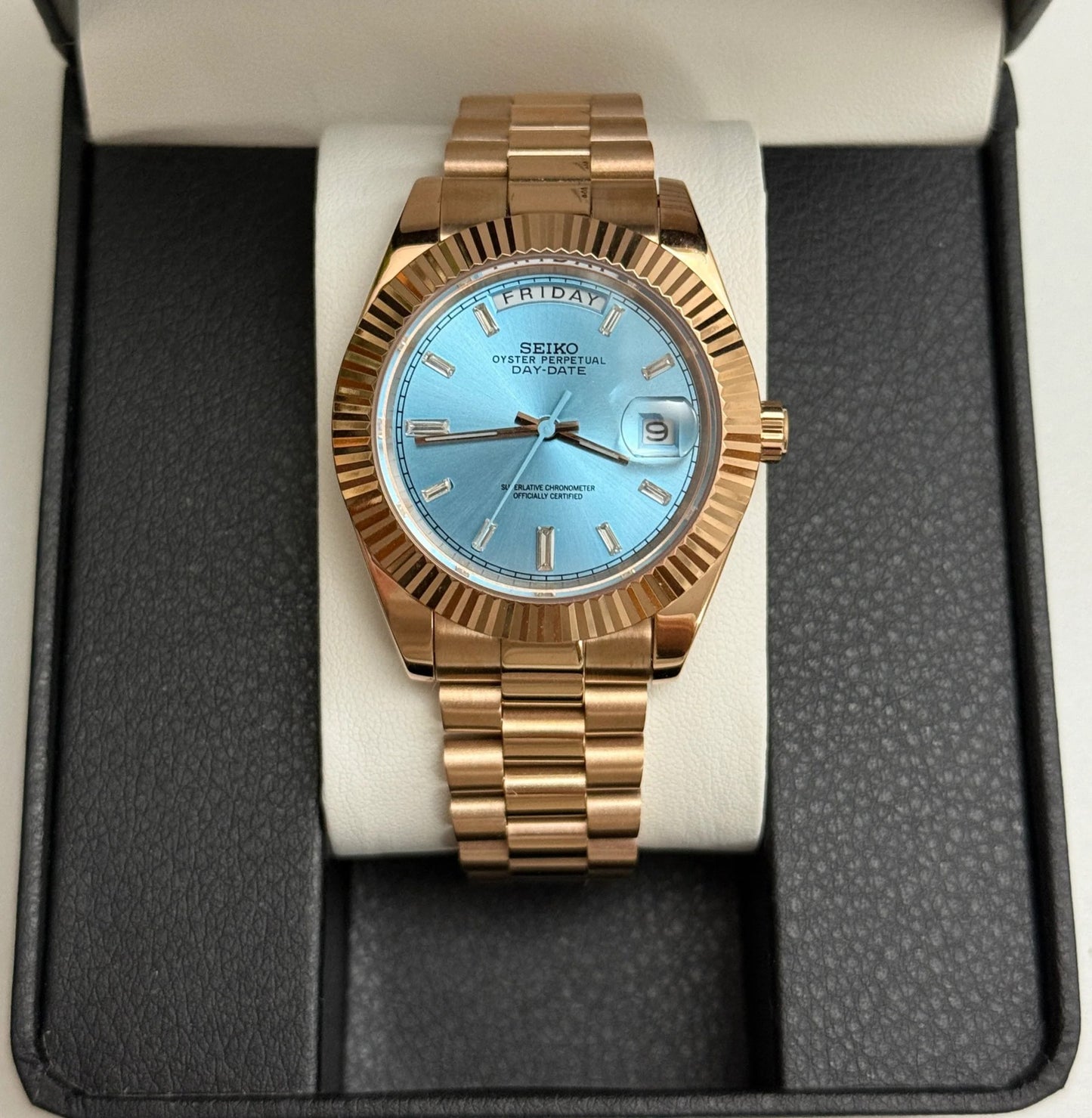 Seiko Tiffany Blue Gold Day-Date Mod