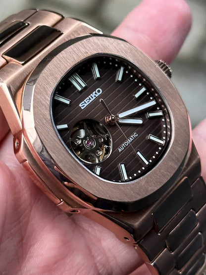NAUTILUS MOD ROSE GOLD (Brown DIAL OPEN HEART )
