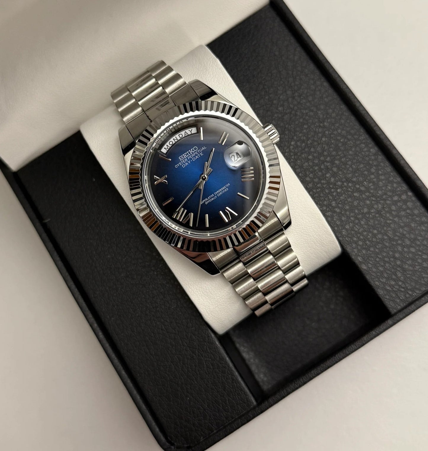Seiko Roman Blue Datejust Mod