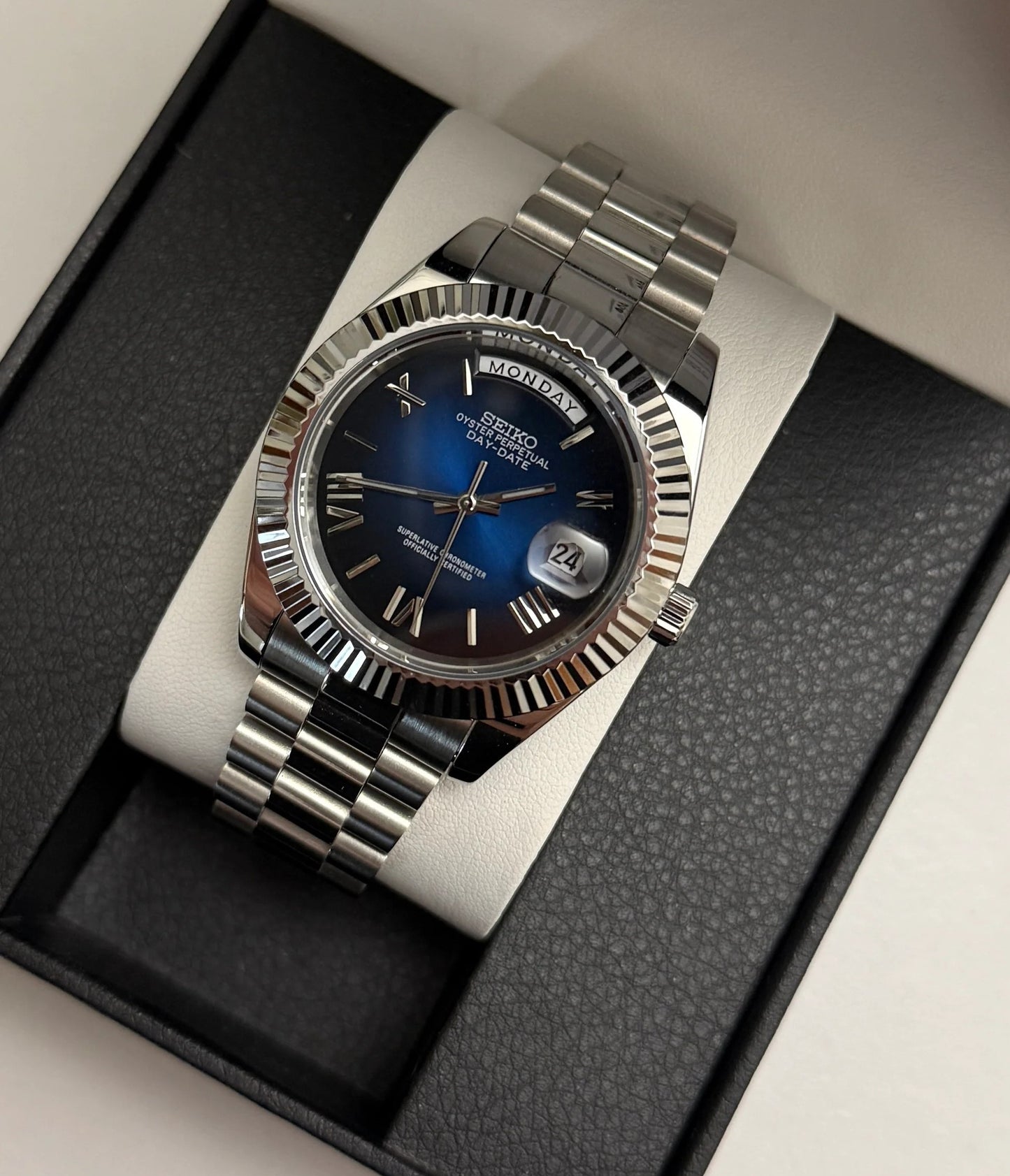 Seiko Roman Blue Datejust Mod