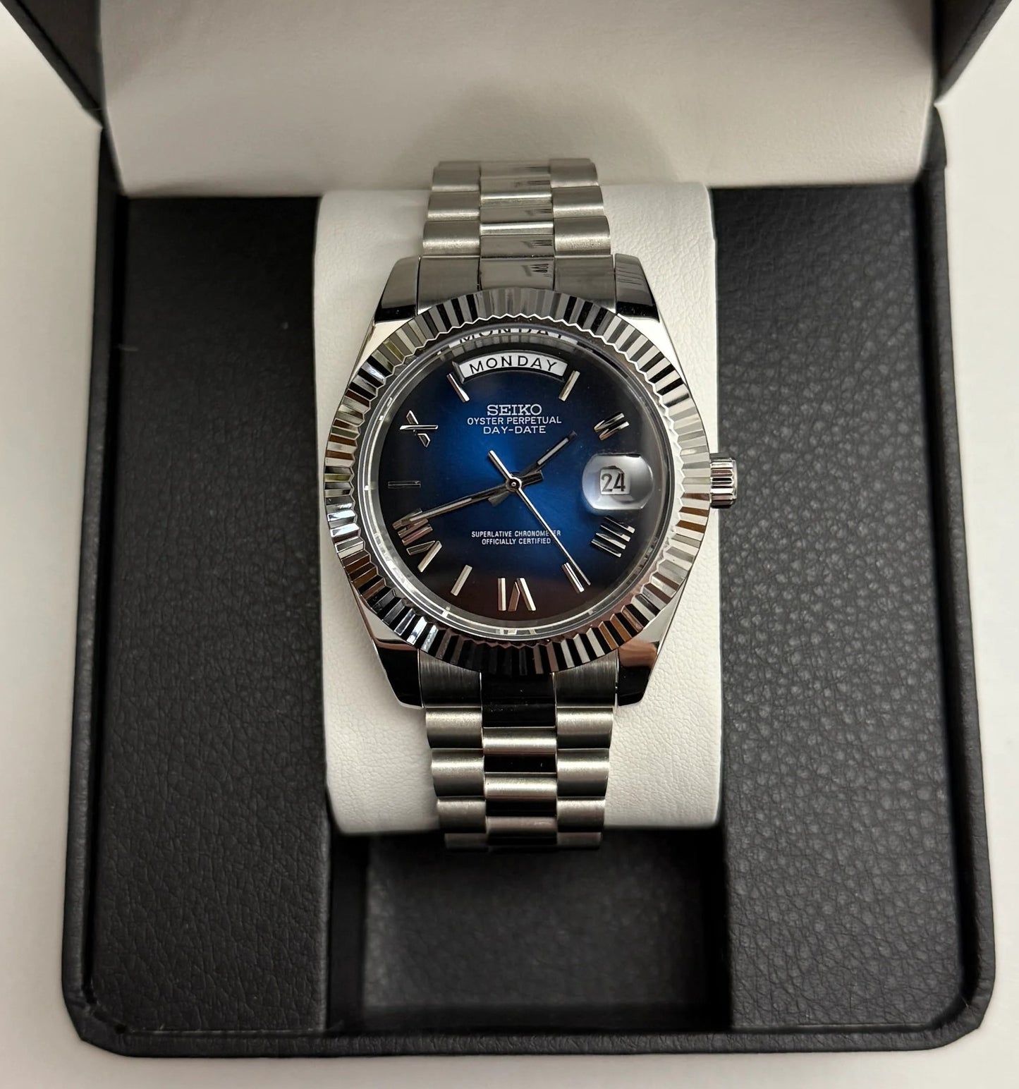 Seiko Roman Blue Datejust Mod