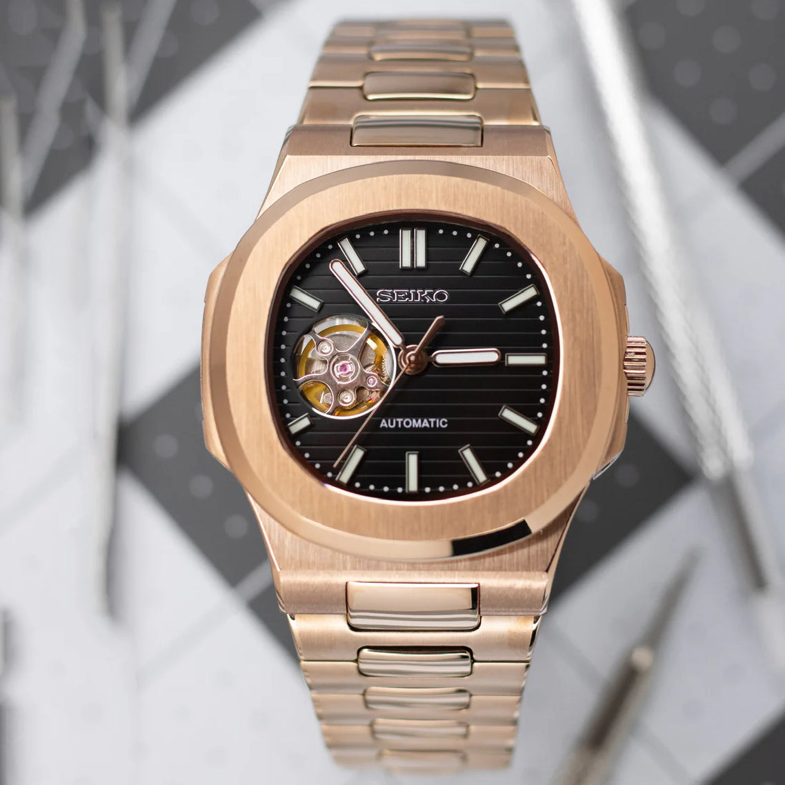 Seiko Nautilus Open Heart Gold Mod