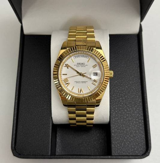 Seiko Roman WhiteGold Day-Date Mod
